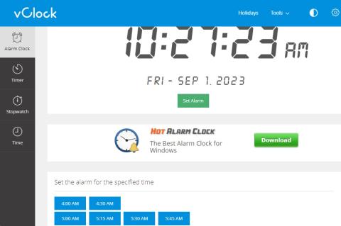 Mit vClock lässt sich auf der gleichnamigen Webseite schnell ein Alarm einrichten.
